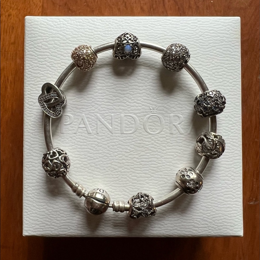 Silver pandora charm bracelet